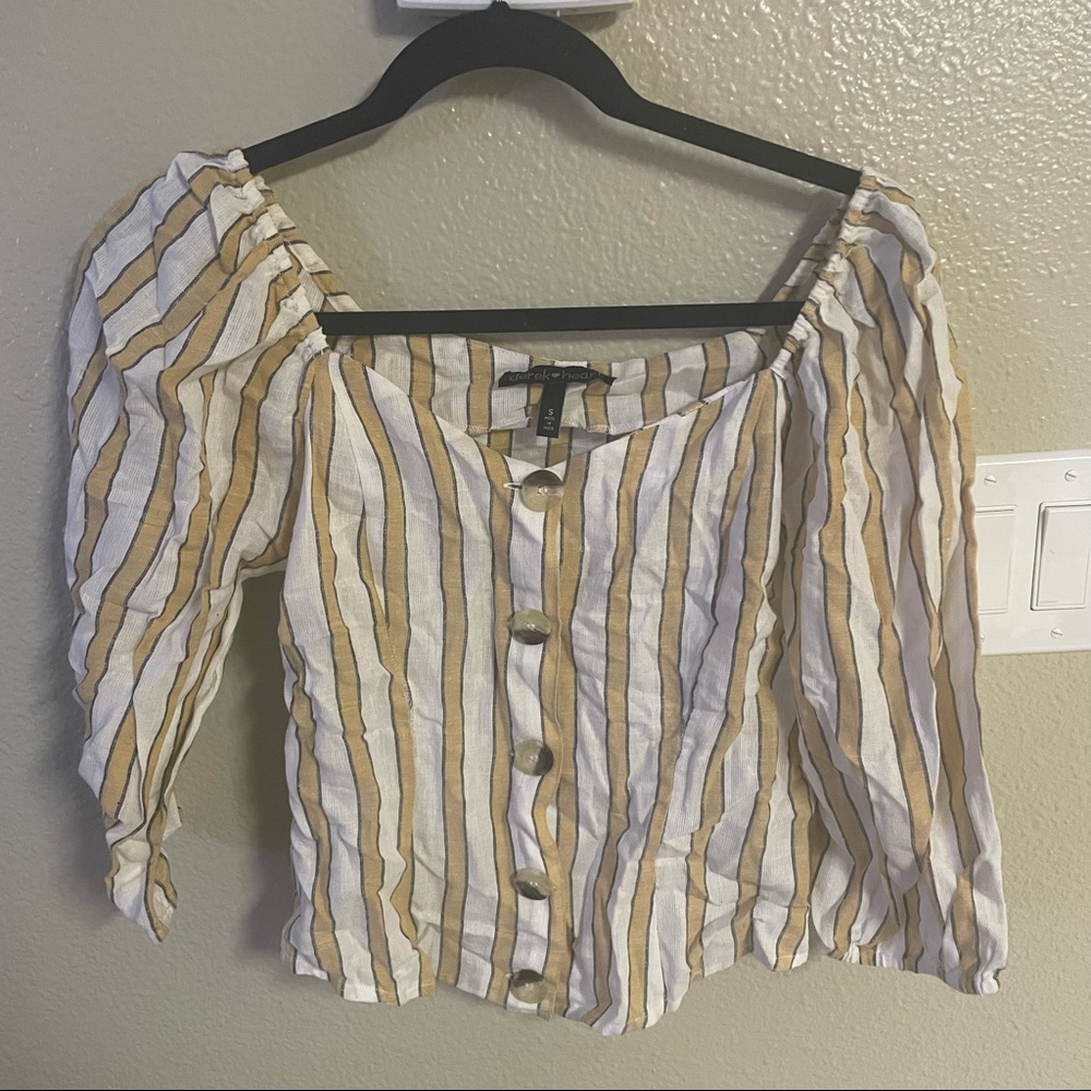 Striped button down blouse - Picture 2 of 5